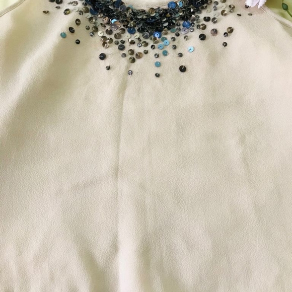 Creme sleeveless Top with shining work - Picture 3 of 3